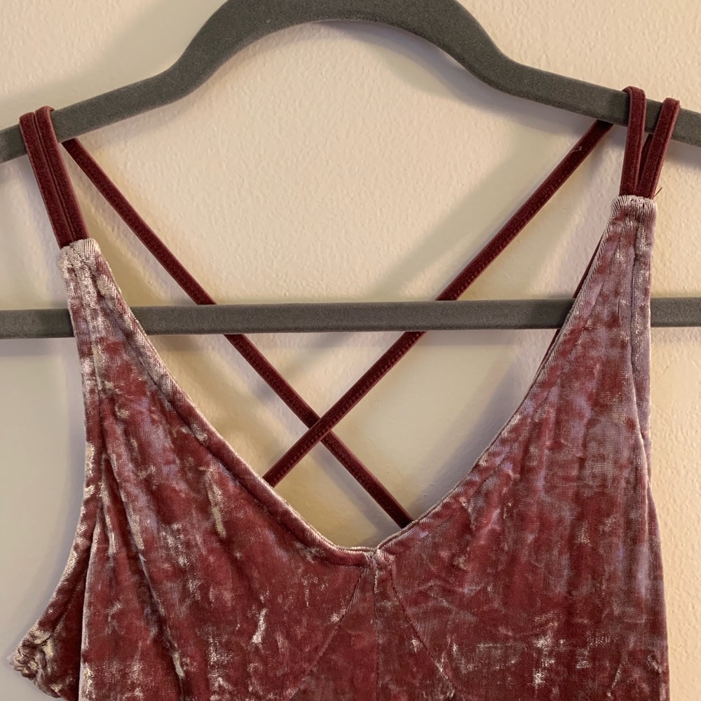 American Eagle AEO Mauve Crushed Velvet Mini Dress - Picture 2 of 4